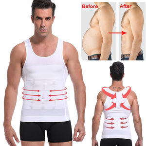 Be-In-Shape Men Slimming Body Shaper Waist Trainer Vest Tummy Control Posture Shirt Back Correction Abdomen Tank Top Shaperwear