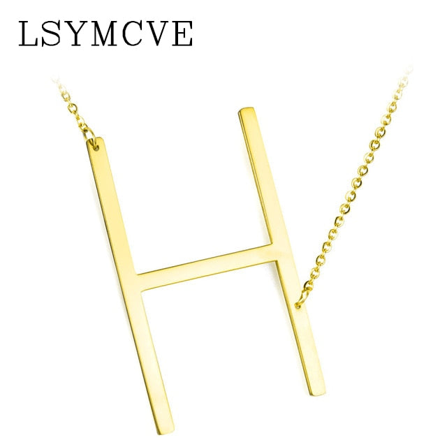 Women girl jewelry elegant chain alphabet letter pendant necklace 3 colors stainless steel choker initial necklace