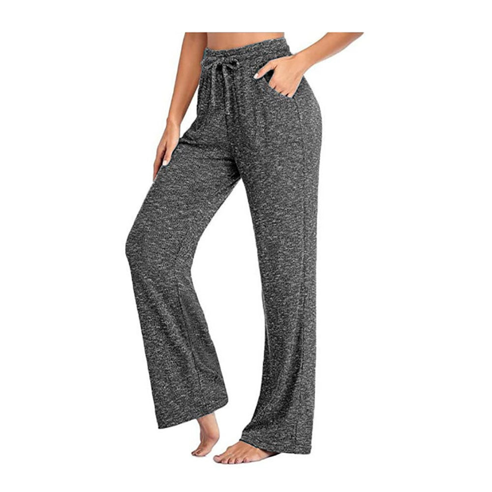 New Fashion Empire Bandage Women's Long Pants 2021 Casual Loose Solid Pocket Ladies Straight-leg Pants Plus Size