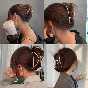 New Women Elegant Gold Silver Hollow Geometric Metal Hair Claw Vintage Hair Clips Headband Hairpin Fashion Hair Accessories