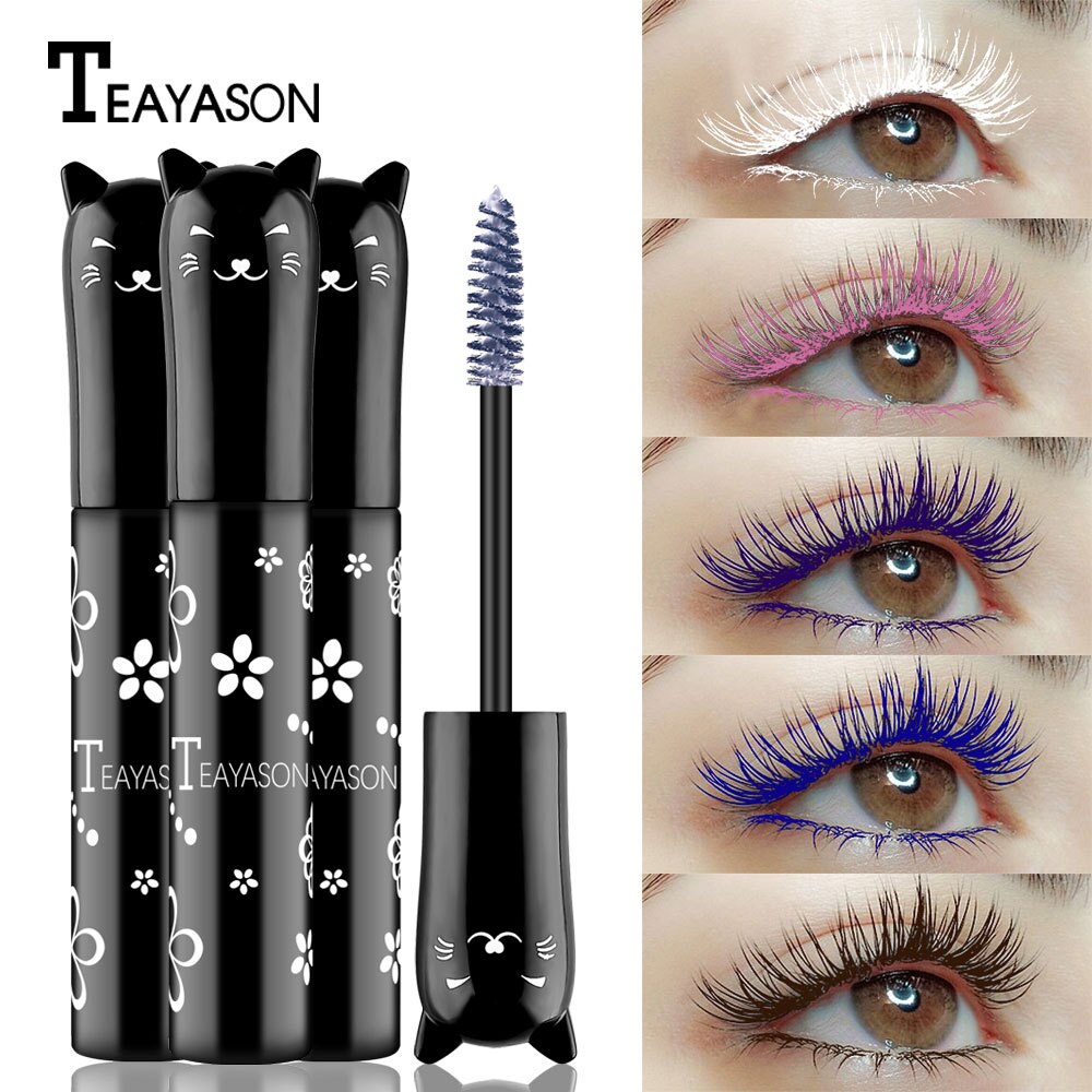 Traci K Beauty Cat Colored Fashion Sexy White Mascara Makeup 4D Silk Fiber Lash Mascara Waterproof Rimel 3d Mascara Extension Thick Long Curling Eyelash