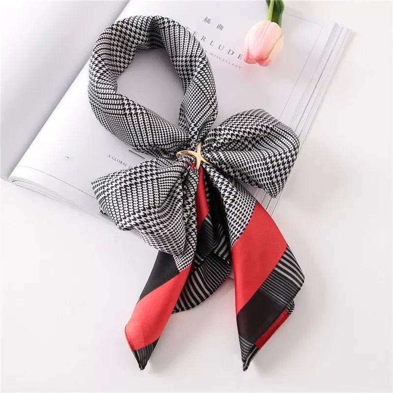 70*70cm Fashion Silk Satin Hair Scarf Women Handkerchief Printed Female Square Head Bandana Small Neck muffler hijab lady gir