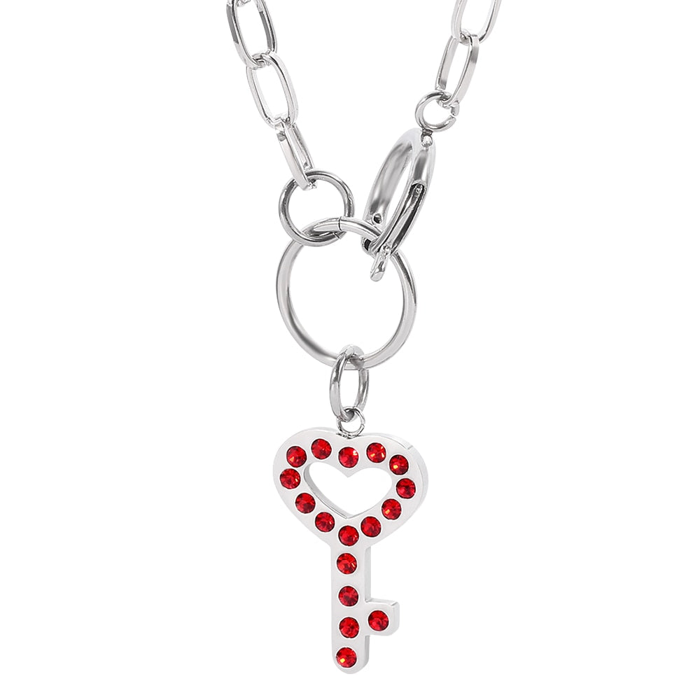 iGIRL necklace she devil Women Igirl Heart Pendant Necklace Stainless Steel Harajuku Female Gothic Streetwear Chain Necklace
