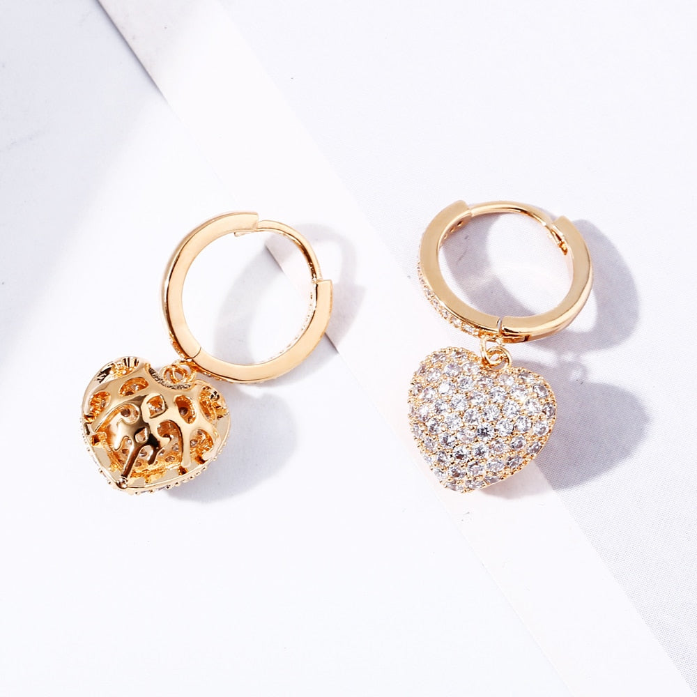 Micro Pave Heart Drop Earrings for Women Female Rose Gold Silvery Joker Sweet Cute Korean Earrings Boucle D'oreille Brincon 2020