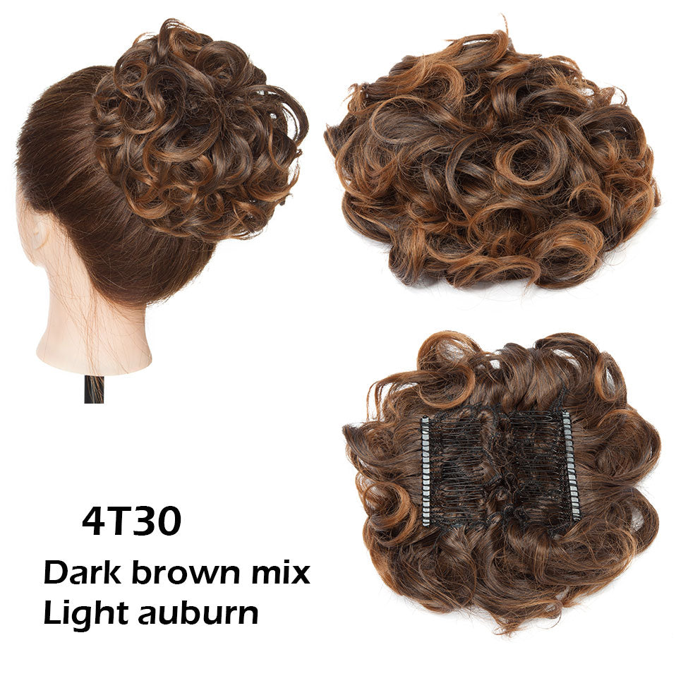 LARGE Comb Clip In Curly Hair Extension Synthetic Hair Pieces Chignon Women Updo Cover Hairpiece Extension Hair Bun