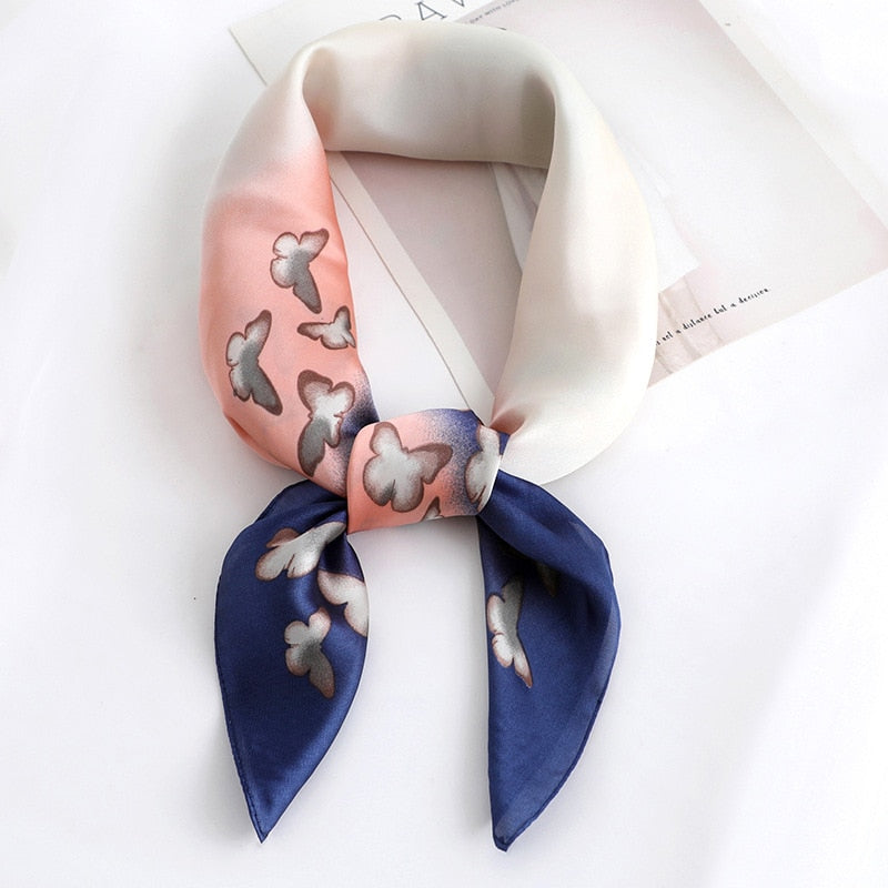 70*70cm Fashion Silk Satin Hair Scarf Women Handkerchief Printed Female Square Head Bandana Small Neck muffler hijab lady gir