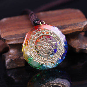 Orgonite Pendant. Sri Yantra Necklace Sacred Geometry Chakra Energy Necklace Meditation Jewelry