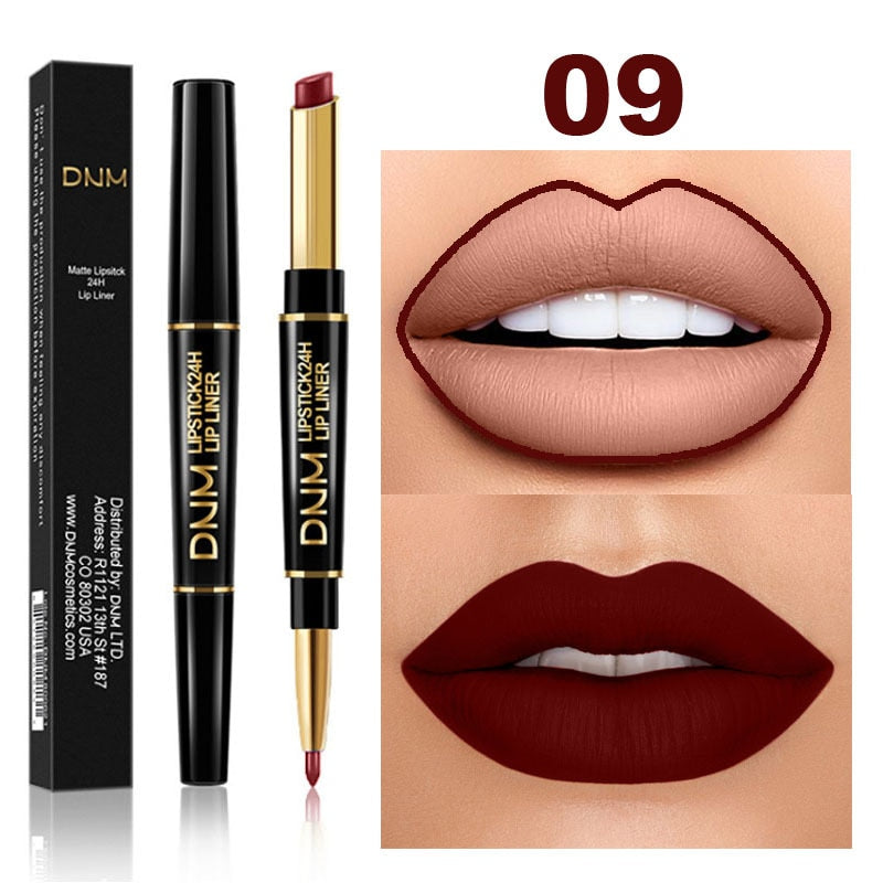 1pcs Double Ended Matte Lipstick Wateproof Long Lasting Lipsticks Brand Lip Makeup Cosmetics Dark Red Lips Liner Pencil TSLM1