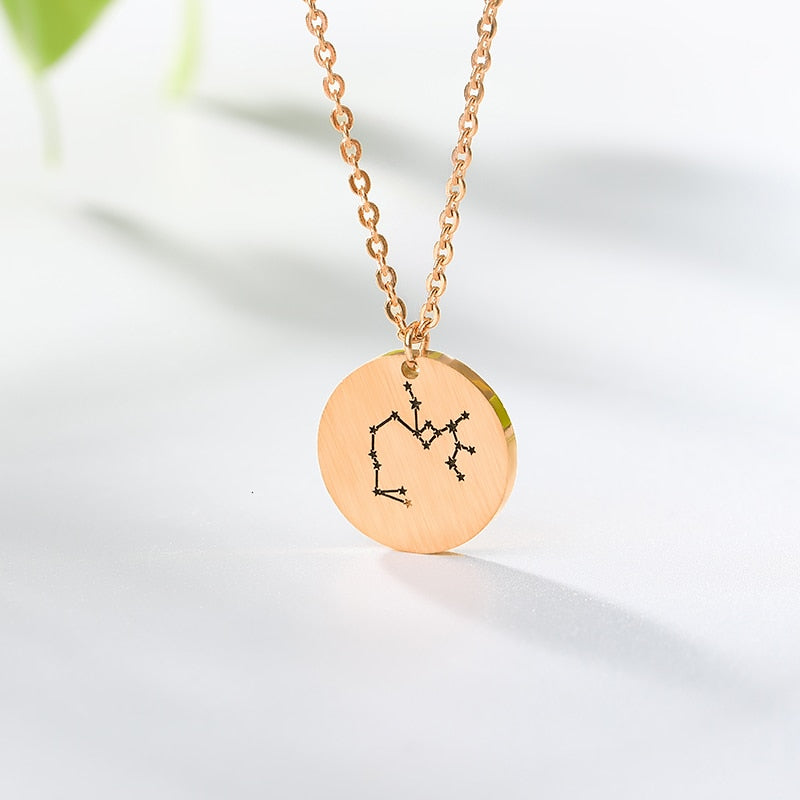 Twelve Constellations Charms Necklace Leo Aries Taurus Gemini Cancer Virgo Libra Scorpio Sagittarius Capricorn Aquarius Pisces
