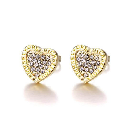Heart shaped Stud Earrings for Women Silver 925 Jewelry Trendy Female Rose Gold Color Ear studs