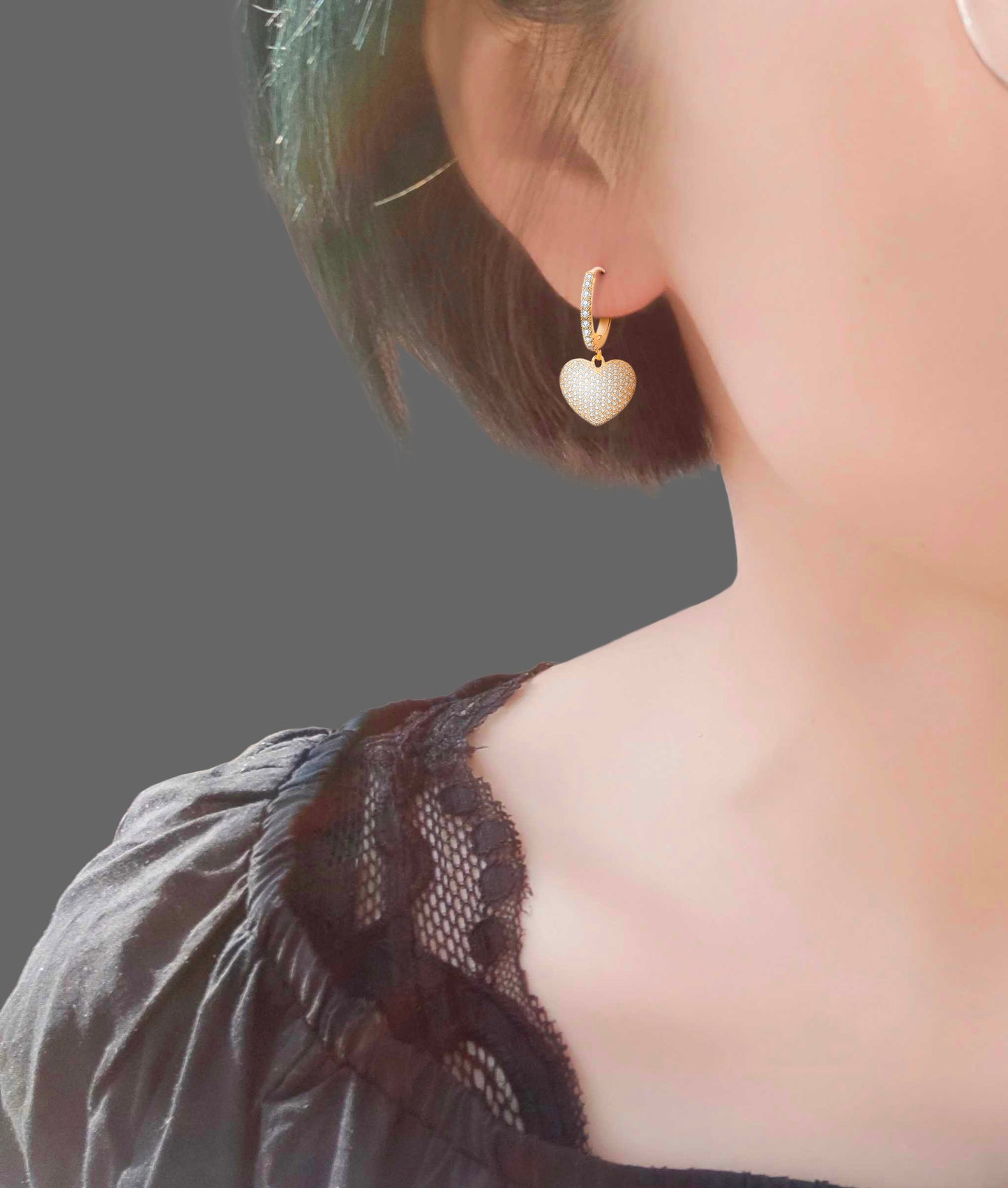 Micro Pave Heart Drop Earrings for Women Female Rose Gold Silvery Joker Sweet Cute Korean Earrings Boucle D'oreille Brincon 2020