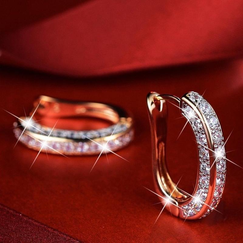 Fashion Round Crystal Studs Earrings Rhinestone Ear Clip for Women Jewelry Business Office Ladies Circle Ear Buckle Dropshipping
