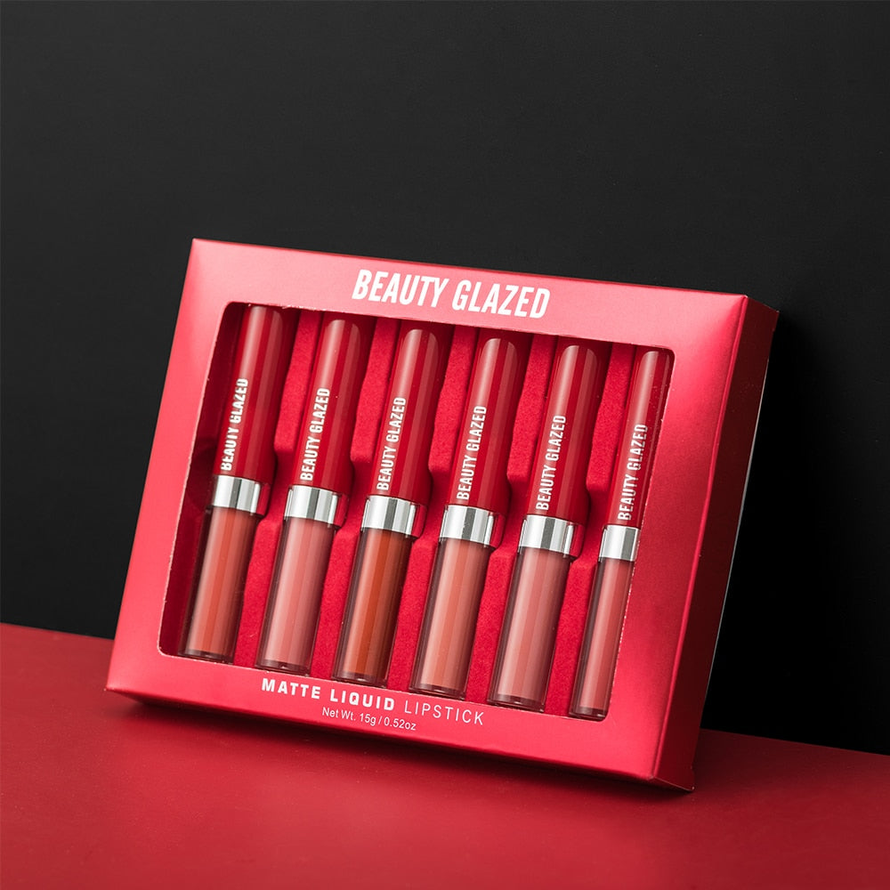 BEAUTY GLAZED💋🎄 Holiday Liquid Lipstick set Matte Lip Gloss Cosmetic Lightweight  Long Lasting Lip Tint Waterproof 6 Color Lips Makeup