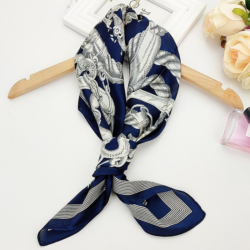 70*70cm Fashion Silk Satin Hair Scarf Women Handkerchief Printed Female Square Head Bandana Small Neck muffler hijab lady gir