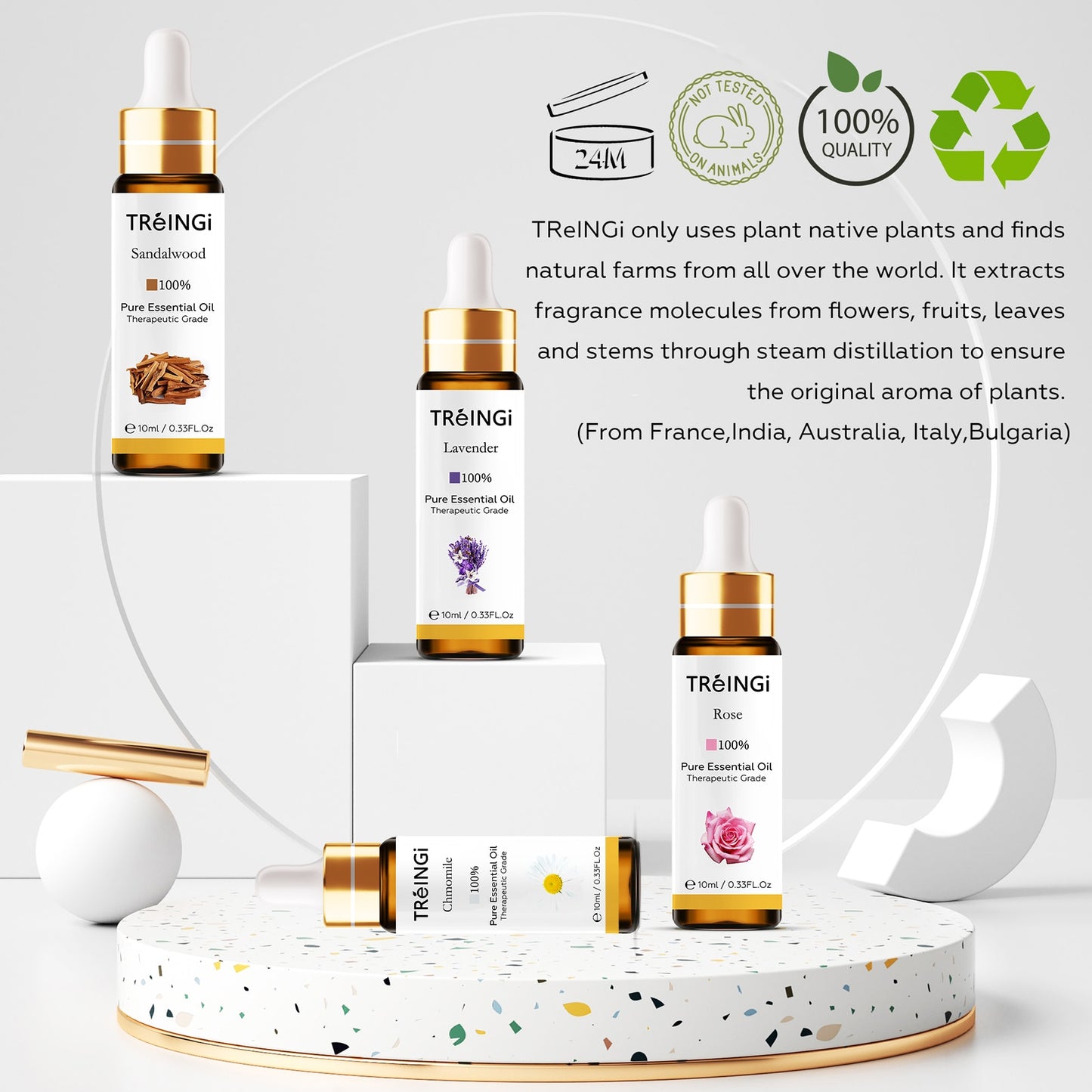 10ml Pure Natural Essential Oils -Jasmine Lavender Rose Vanilla Mint Sage Cinnamon Bergamot Tea Tree Oil with Dropper