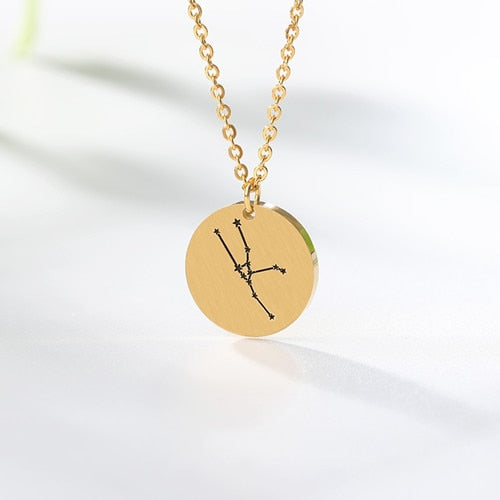 Twelve Constellations Charms Necklace Leo Aries Taurus Gemini Cancer Virgo Libra Scorpio Sagittarius Capricorn Aquarius Pisces