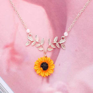 Sunflower Pendant Alloy Necklace For Women Creative Imitation Pearl Jewelry 🌻 UKraine support buying this product