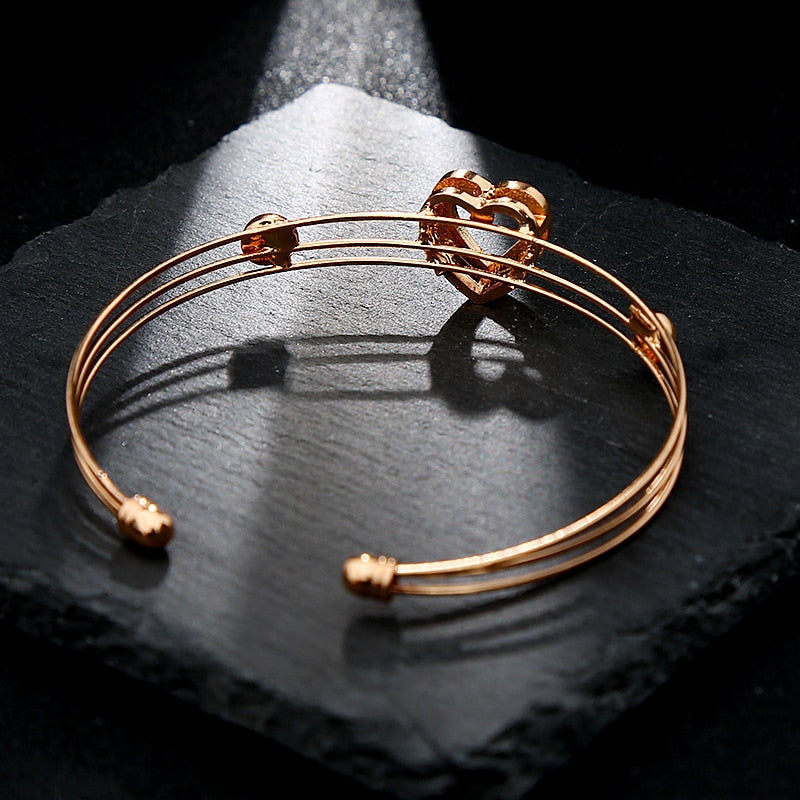 5 Pieces / Set Heart Gold Color Crystal Party Engagement Anniversary Wedding Jewelry Set Gifts For Women