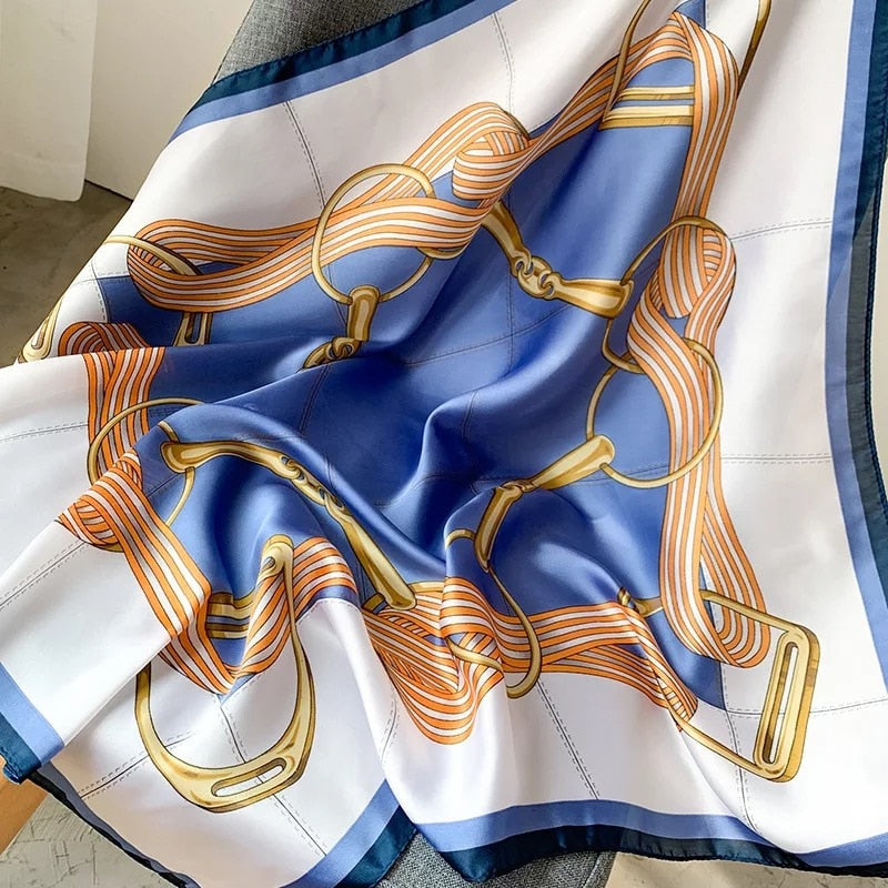 70*70cm Fashion Silk Satin Hair Scarf Women Handkerchief Printed Female Square Head Bandana Small Neck muffler hijab lady gir