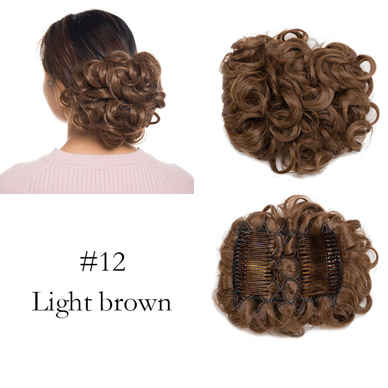 LARGE Comb Clip In Curly Hair Extension Synthetic Hair Pieces Chignon Women Updo Cover Hairpiece Extension Hair Bun