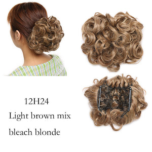 LARGE Comb Clip In Curly Hair Extension Synthetic Hair Pieces Chignon Women Updo Cover Hairpiece Extension Hair Bun