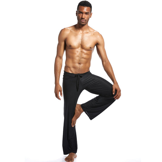 Zen or Yoga Pants For Men, Yoga For Man, Low Waist Pants Drawstring Fastening Trousers, Slippery Texture Loungewear, Meditation For Men