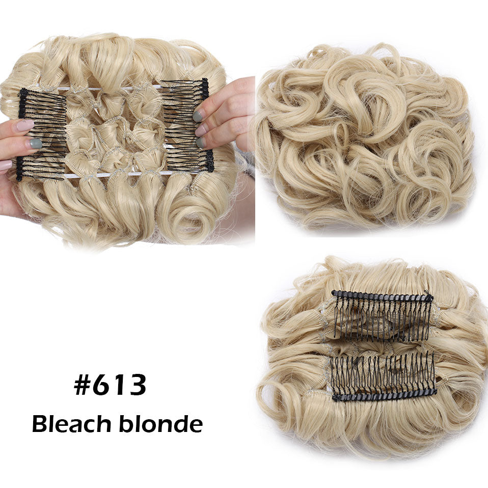 LARGE Comb Clip In Curly Hair Extension Synthetic Hair Pieces Chignon Women Updo Cover Hairpiece Extension Hair Bun