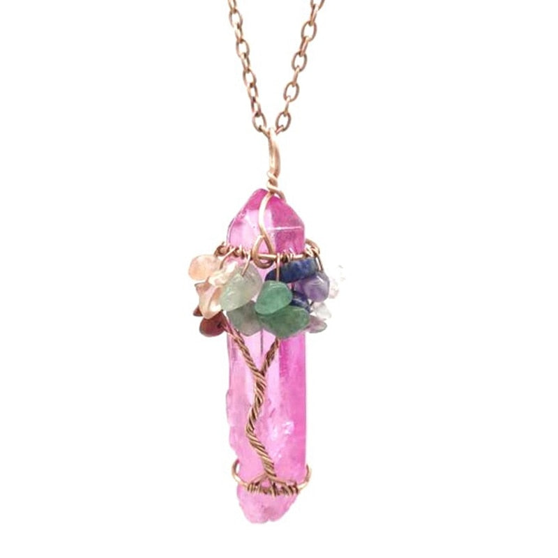Fashion Hexagonal Column Quartz Necklaces Pendants Vintage Natural Stone Bullet White Crystal Energy Necklace