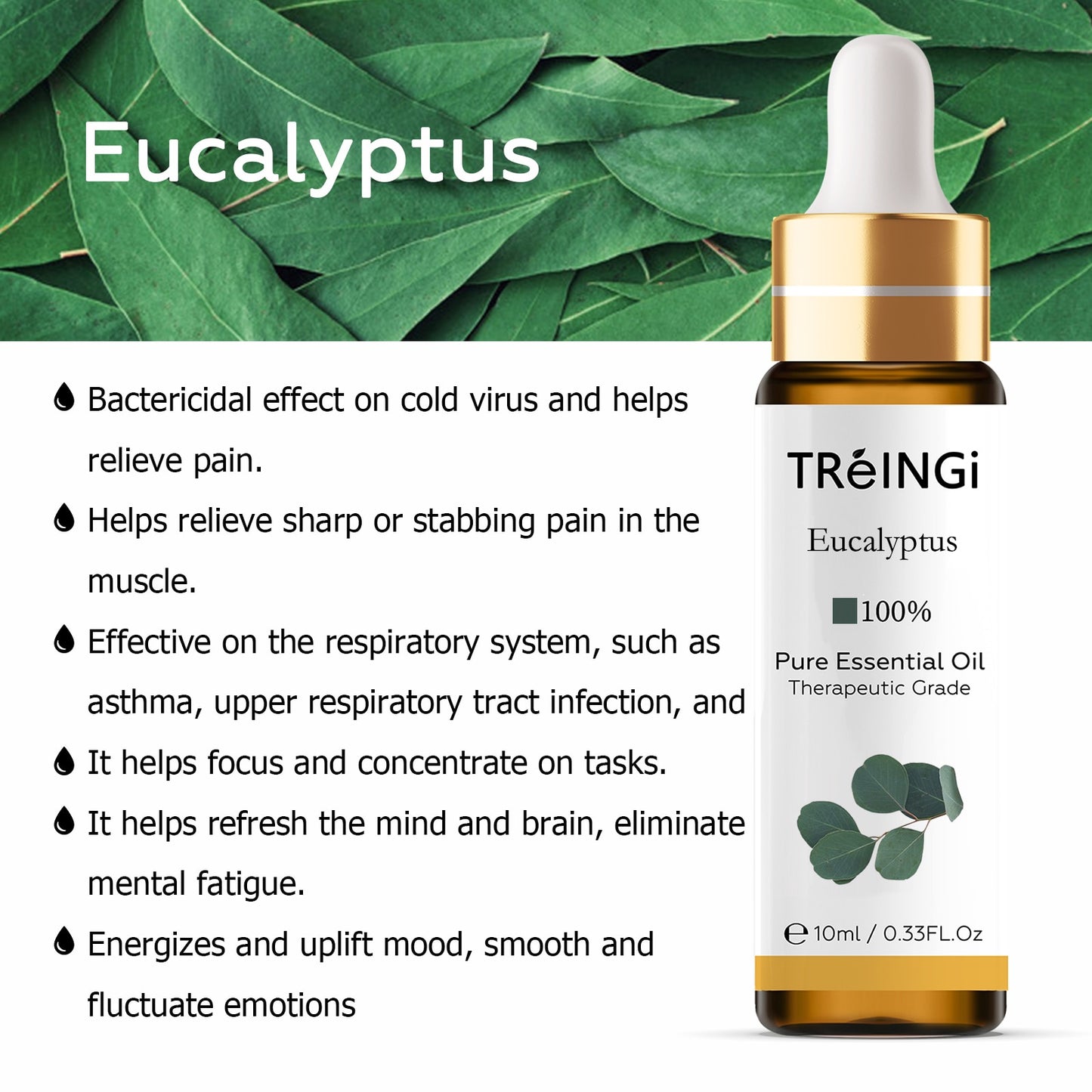 10ml Pure Natural Essential Oils -Jasmine Lavender Rose Vanilla Mint Sage Cinnamon Bergamot Tea Tree Oil with Dropper