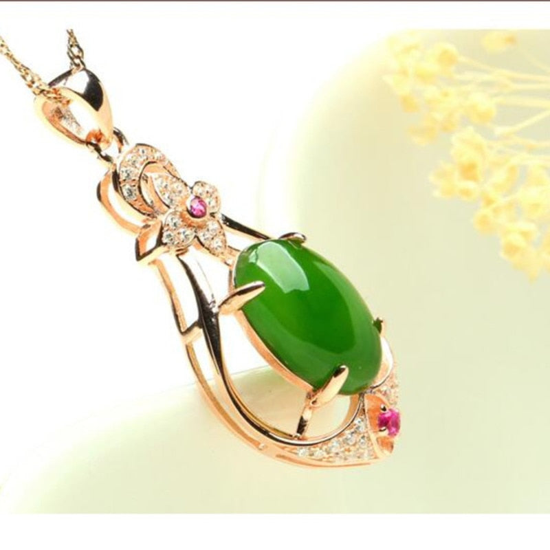 Natural Emerald Pendant Necklace 925 Sterling Silver Gemstones Choker Statement Necklace Engagement Wedding Necklace For Women