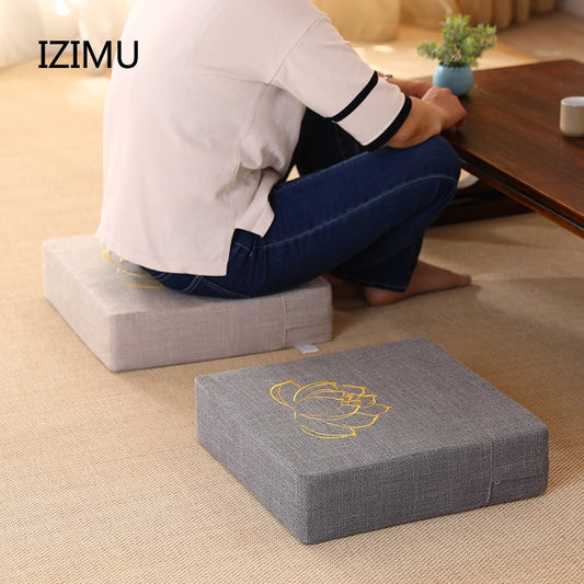 Square Futon Cushion Thickened Tatami Japanese Style Tea Table Living Room Winter Heighten Cushion Can Be Removed Washed 40x6cm