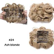 Load image into Gallery viewer, LARGE Comb Clip In Curly Hair Extension Synthetic Hair Pieces Chignon Women Updo Cover Hairpiece Extension Hair Bun
