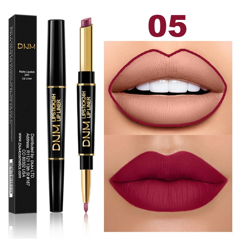 1pcs Double Ended Matte Lipstick Wateproof Long Lasting Lipsticks Brand Lip Makeup Cosmetics Dark Red Lips Liner Pencil TSLM1
