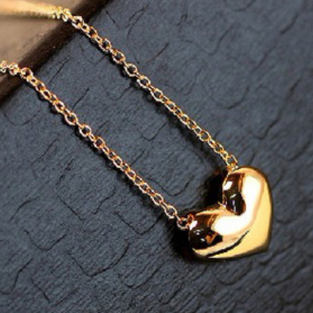 Gold Chain Choker Necklace Heart Shape Pendent Long Chain Delicate Fashion Choker Gold Rosegold Color Jewelry Gift for Women