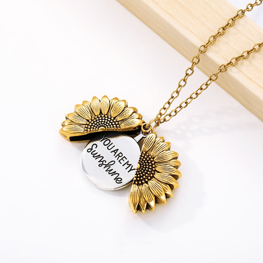 You Are My Sunshine Necklaces For Women Lover Rose Gold Silver Color Long Chain Female Sunflower Pendant Necklace 🌻 buying this product supports UKraine