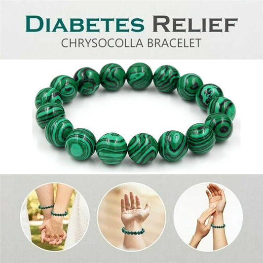 Diabetes Relief/ Anxiety/Depression relief Bracelet Lucky Jewelry Gift Chyscocolla / Malachite/ Black Agate