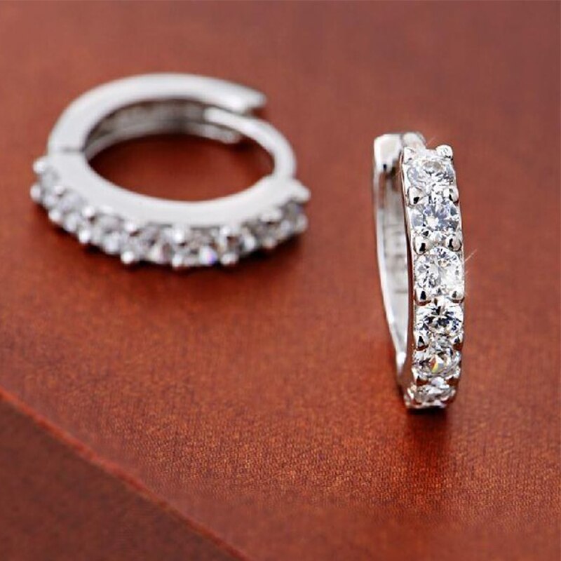 Fashion Charming Hoop Earrings Lady Super flash Single Row Rhinestones Earrings Ladies Accessories Jewelry 1 Pair
