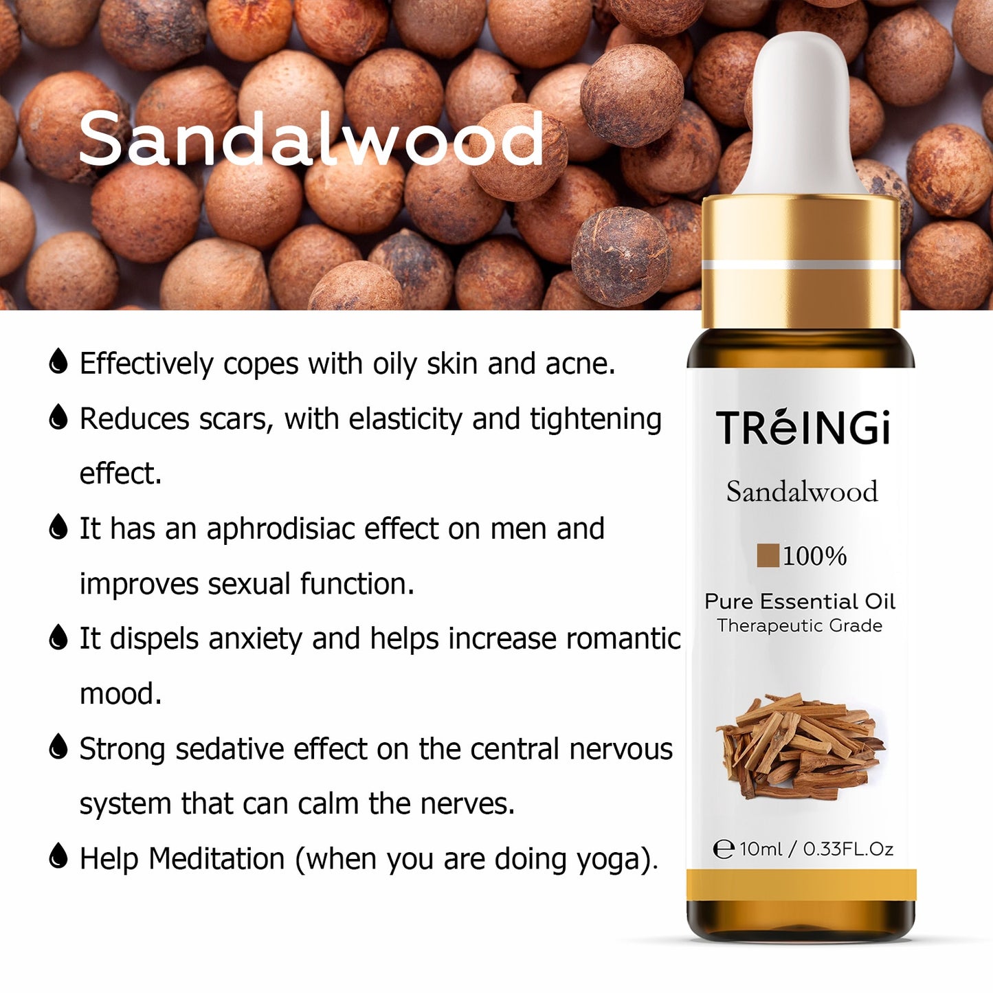 10ml Pure Natural Essential Oils -Jasmine Lavender Rose Vanilla Mint Sage Cinnamon Bergamot Tea Tree Oil with Dropper