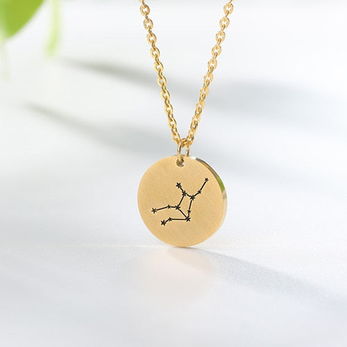 Twelve Constellations Charms Necklace Leo Aries Taurus Gemini Cancer Virgo Libra Scorpio Sagittarius Capricorn Aquarius Pisces