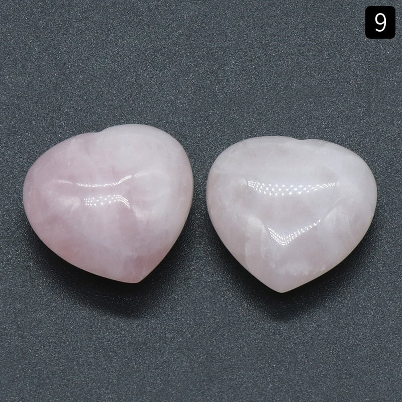 1pc Heart Natural Crystal Stones 25mm Rose Pink Quartz Obsidian Love Reiki Healing Gem Statue Home Decor Gifts Room Ornament