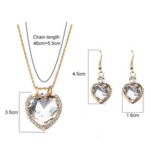 Load image into Gallery viewer, Fashion Jewelry Luxury Gold-color Romantic Austrian Crystal heart shape Chain Necklace Earrings Jewelry Sets
