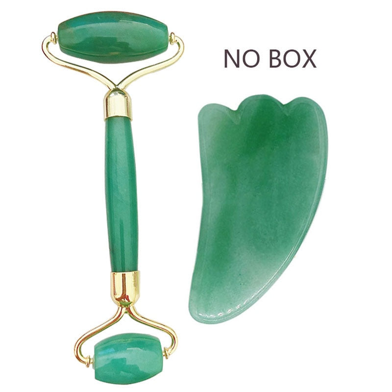 Traci K Beauty Jade Roller Facial Face Jade Massage Roller Rose Quartz Scraper Jade Massager Tools Slimming Face Natural Wrinkle Removal