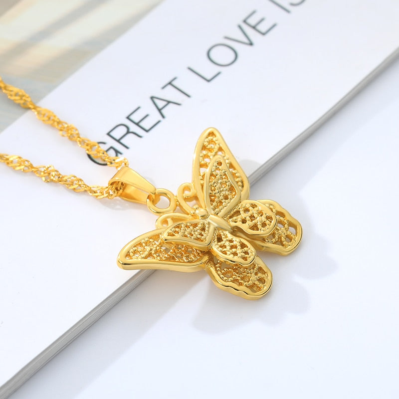 Butterfly Necklace for Women Stainless Steel Butterflies Pendant Necklace Gold Silver Color Charms Choker Boho Aesthetic Jewelry