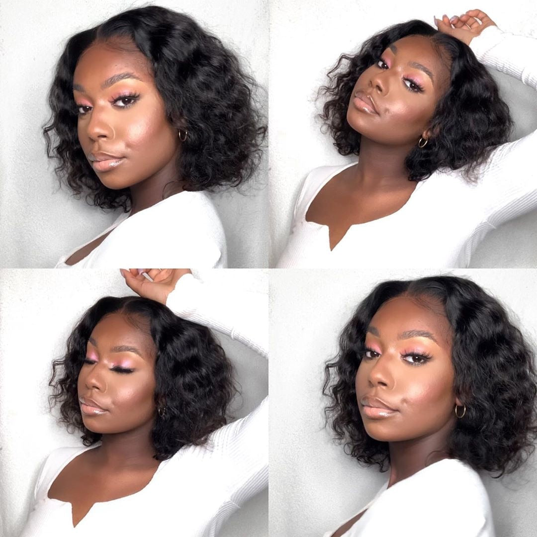 Short Bob Wig Lace Front Human Hair Wigs 13x4 Brazilian Wavy Glueless Bob Frontal Wigs For Women Perruque Cheveux Humain
