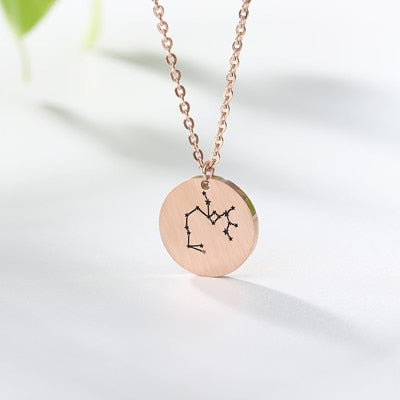 Twelve Constellations Charms Necklace Leo Aries Taurus Gemini Cancer Virgo Libra Scorpio Sagittarius Capricorn Aquarius Pisces