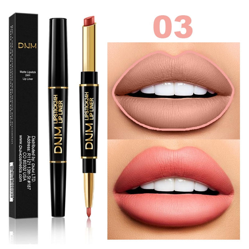 1pcs Double Ended Matte Lipstick Wateproof Long Lasting Lipsticks Brand Lip Makeup Cosmetics Dark Red Lips Liner Pencil TSLM1