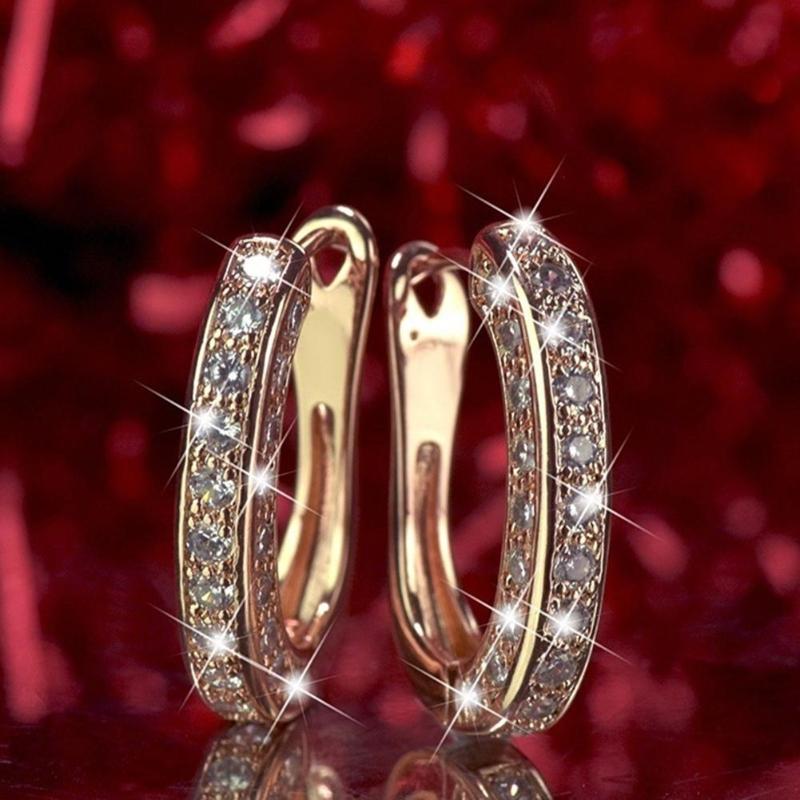 Fashion Round Crystal Studs Earrings Rhinestone Ear Clip for Women Jewelry Business Office Ladies Circle Ear Buckle Dropshipping