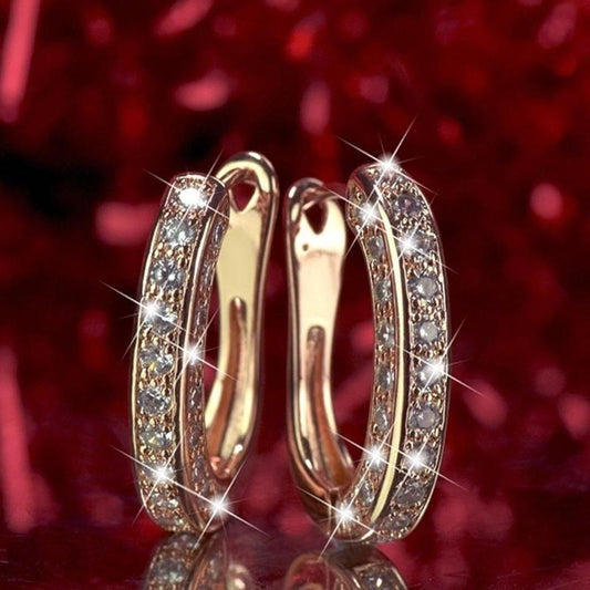 Fashion Round Crystal Studs Earrings Rhinestone Ear Clip for Women Jewelry Business Office Ladies Circle Ear Buckle Dropshipping