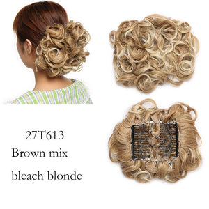 LARGE Comb Clip In Curly Hair Extension Synthetic Hair Pieces Chignon Women Updo Cover Hairpiece Extension Hair Bun