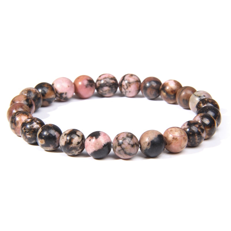 WAVE LENGTH Bracelets 8mm Natural Stone Bracelet Set 3Pcs/set Rhodonite Rose Pink Quartzs Moonstone Amethysts Hematite Bracelets For Women Men Jewelry